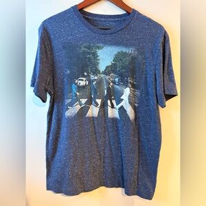 The Beatles Abbey Road Graphic T-Shirt Blue Speckled Tee Size M